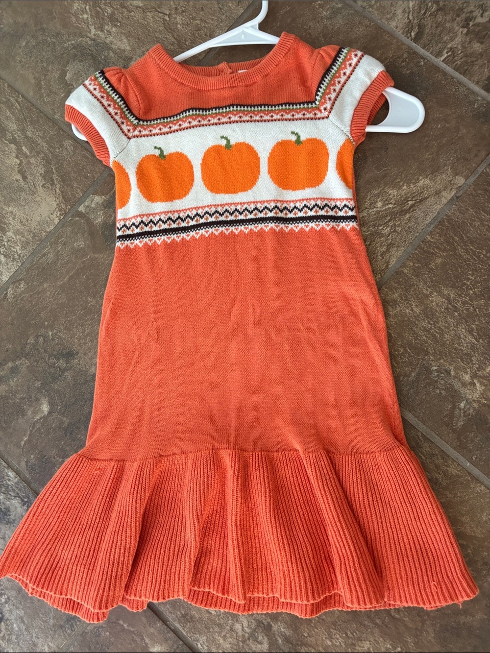 Gymboree Orange Pumpkin Knit Dress with Cream Accents